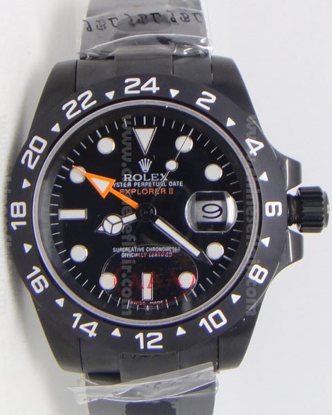 Solid Black ROLEX GMT EXPLORER II Stainless Steel Watch